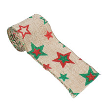 Christmas Printed Ribbon Burlap Decorative-Pentagonal star