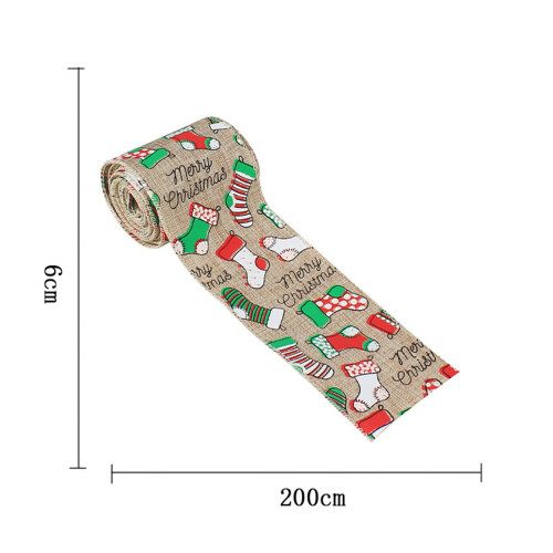 Christmas Printed Ribbon Burlap Decorative-Pentagonal star 2