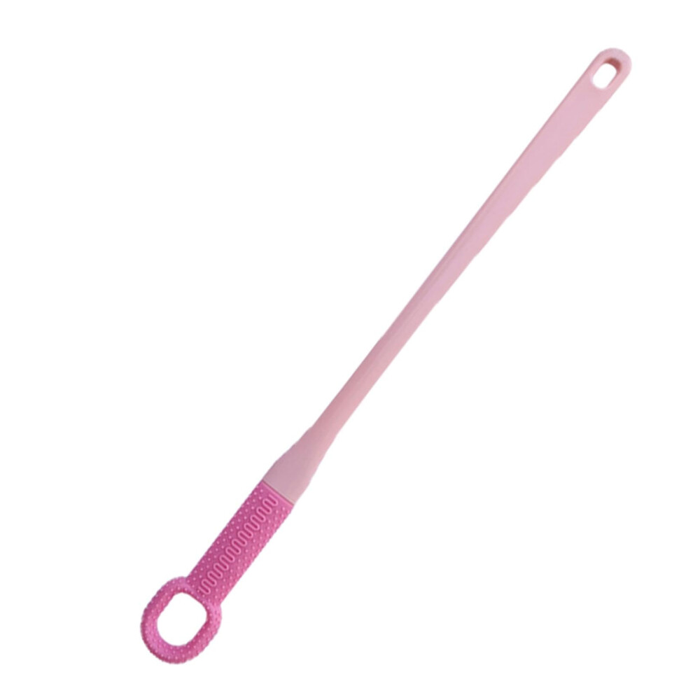 Pink Silicone Bristles Foot Scrubber Brush 40Cm Long Handle Between-Toe Cleaning Shower