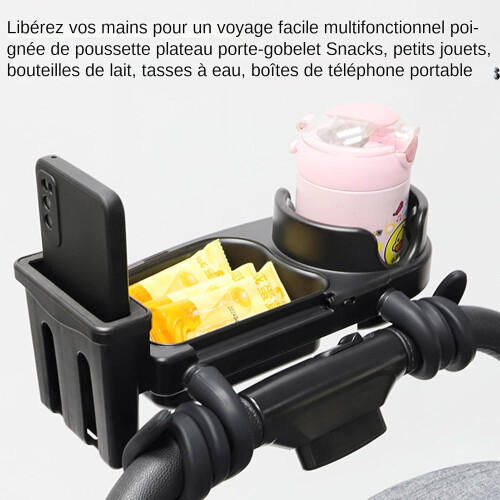 Stroller Snack Tray Fixatio, Cup Holder Tray, Stroller Organizer, Compatible With Most Strollers, Non Slip 2