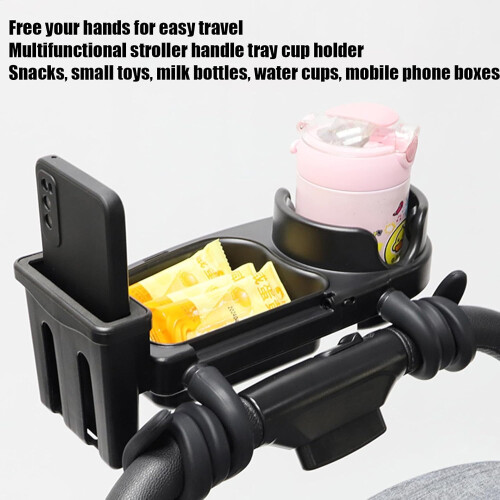 Stroller Snack Tray With Cup Holder Tray, Stroller Organizer, Universal Fit, Non-Slip Surface 2