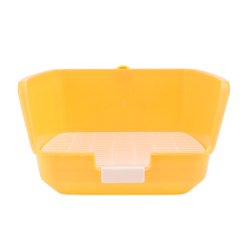 1Pc Detachable Grid Yellow Pet Bed Pan Rabbit Cage Accessory Plastic 2