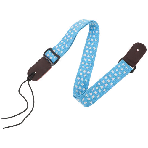 Correa Ajustable De Para Ukelele Con Cabecera De Cuero Azul