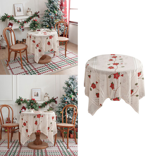 Tischdecke für Feiertagsessen, bestickter Polyesterstoff,-B 1