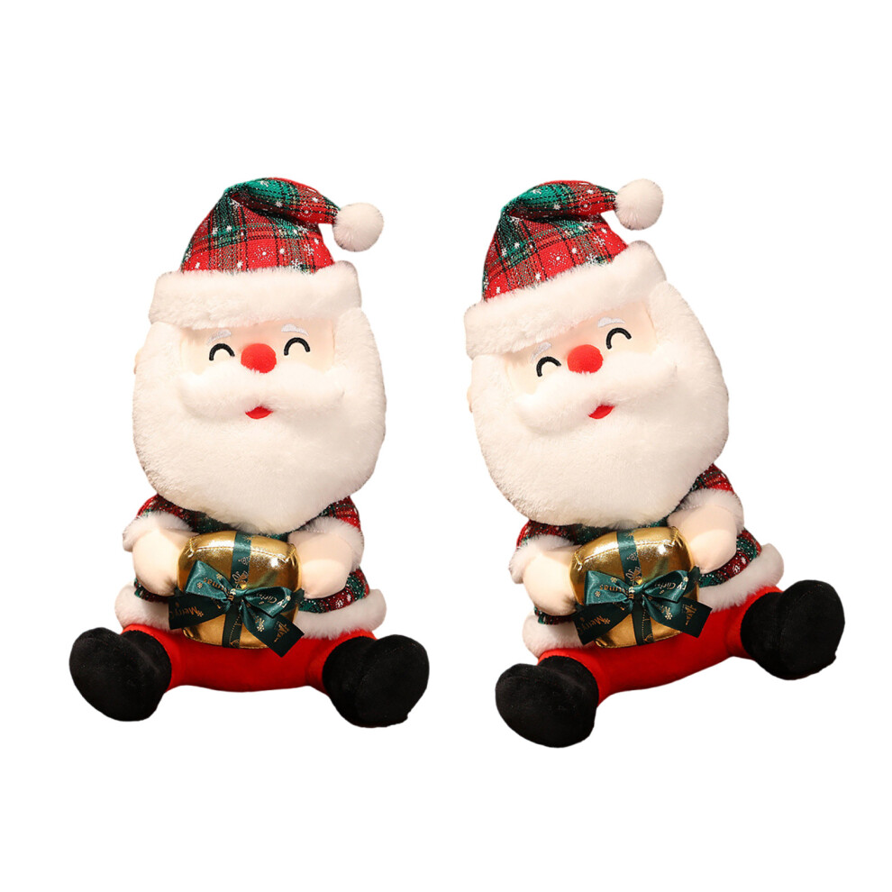 Santa Plush Doll Holding Present Box-Plaid fragrance styl