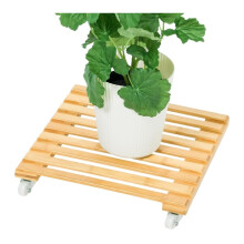 Plant Stand Bamboo 25x25cm Indoor Outdoor Single Plant Holder Natural Finish Living Room Plant Shelf