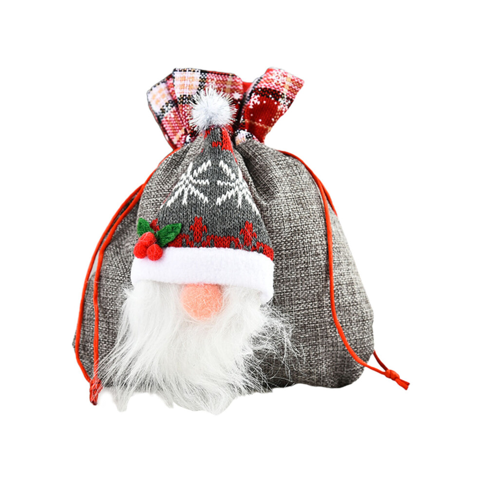 Gray Drawstring Bags Christmas 3D Swedish Santa Gnome Candy