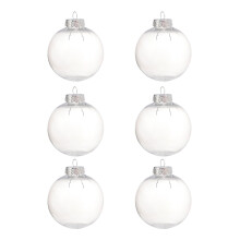 6Pcs Clear Christmas Ball Plastic Fillable Tree-Silver 8cm