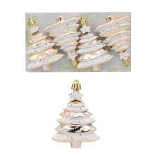 4Pcs Plastic Tree Shape Christmas Hanging Ornaments-Champagne
