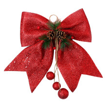 Christmas Bows with Pine Cones for Wreath Garland-Red