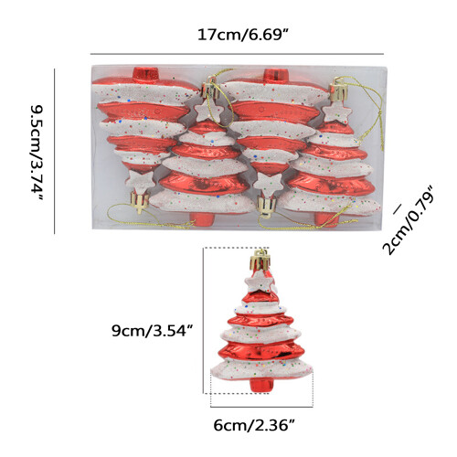 4Pcs Plastic Tree Shape Christmas Hanging Ornaments-Champagne 2