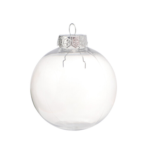 6Pcs Clear Christmas Ball Plastic Fillable Tree-Silver 8cm 2