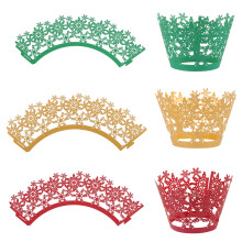 36 Stuks Creatieve Dwarrelende Sneeuwvlok Papieren Cake Wrappers