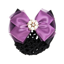 hair bun cover bowknot pearl snood net for women