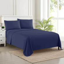 (Single) 100% Egyptian Cotton Flat Sheets Navy Blue Hotel Quality Flat Bedsheets