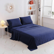 (Double) 100% Egyptian Cotton Flat Sheets Navy Blue Hotel Quality Flat Bedsheets