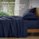 (King) 100% Egyptian Cotton Flat Sheets Navy Blue Hotel Quality Flat Bedsheets 8