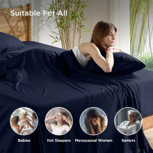 (King) 100% Egyptian Cotton Flat Sheets Navy Blue Hotel Quality Flat Bedsheets