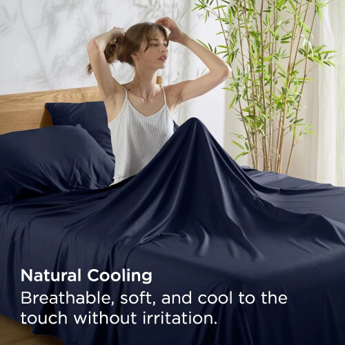 (Super King) 100% Egyptian Cotton Flat Sheets Navy Blue Hotel Quality Flat Bedsheets 1