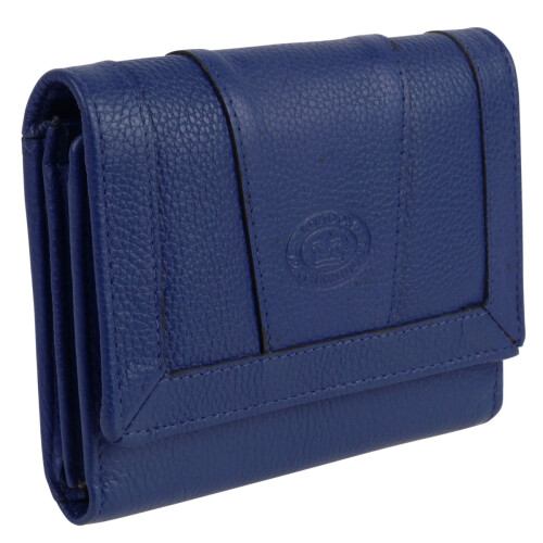 (Azure) Oakridge Leather Ladies Medium Flap Over Pebble Purse