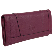 (Dahlia) Oakridge Leather Ladies Long Flap Over Pebble Purse/Wallet
