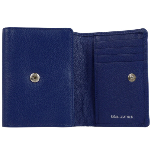 (Azure) Oakridge Leather Ladies Medium Flap Over Pebble Purse 2