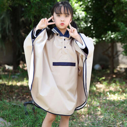 Kids Raincoat Poncho Impermeable Con Capucha M Beige 1