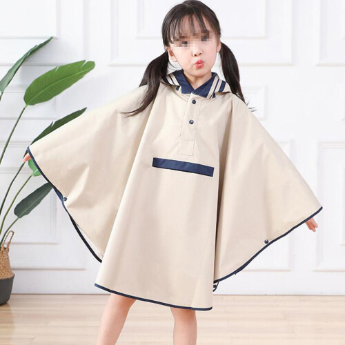 Kids Raincoat Poncho Impermeable Con Capucha M Beige 2