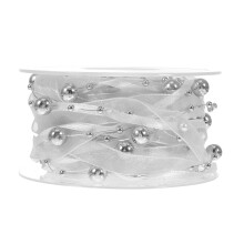 1Roll Strapazierfähiges Silbernes Perlenkette Dekoband Für DIY