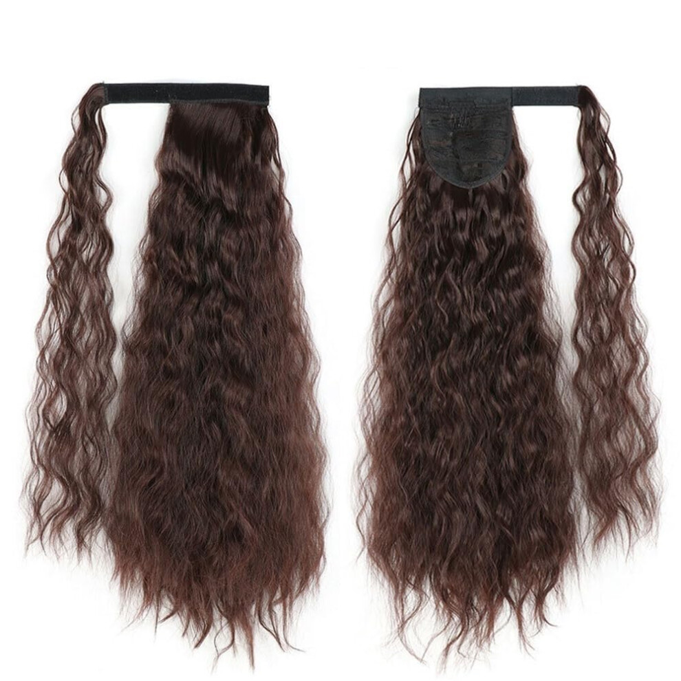 Ponytail Wig Horsetail Style Water Ripple Texture Synthetic Fiber Bright Brown