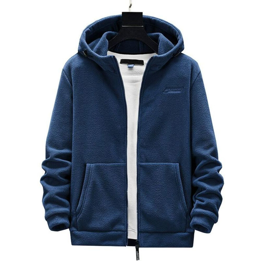 (blue, M) Men's Fleece Jacket, Outdoor Plus Fat Plus Plus Size, Spring And Autumn Fleece Cardigan, Hooded Sweatshirt, Outer-image-OPC-PMC2J5P-NEW