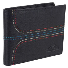 (Black) Oakridge Leather Men's Retro Vintage Bi-Fold Flip-Up Wallet