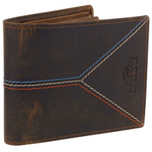 (Brown Hunter Leather) Oakridge Leather Men's Retro Vintage Bi-Fold Swing-Flip Wallet