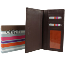 Mens Quality RFID Leather Suit Wallet by  Mala Leather; Origin Collection Gift Box (Brown)