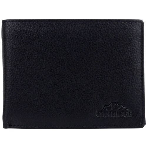 Oakridge Leather Men's Black Trifold Wallet RFID Protected 1