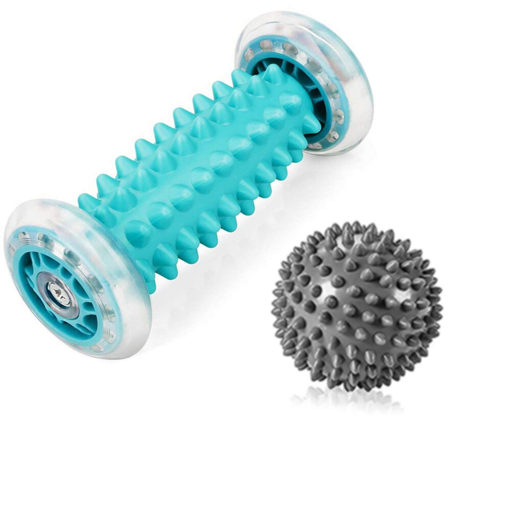 Plantar Fasciitis Foot Massage Roller Muscle Massager And Hard Spiky Ball Set For Arm Pain And Arch Relief Includes Ball