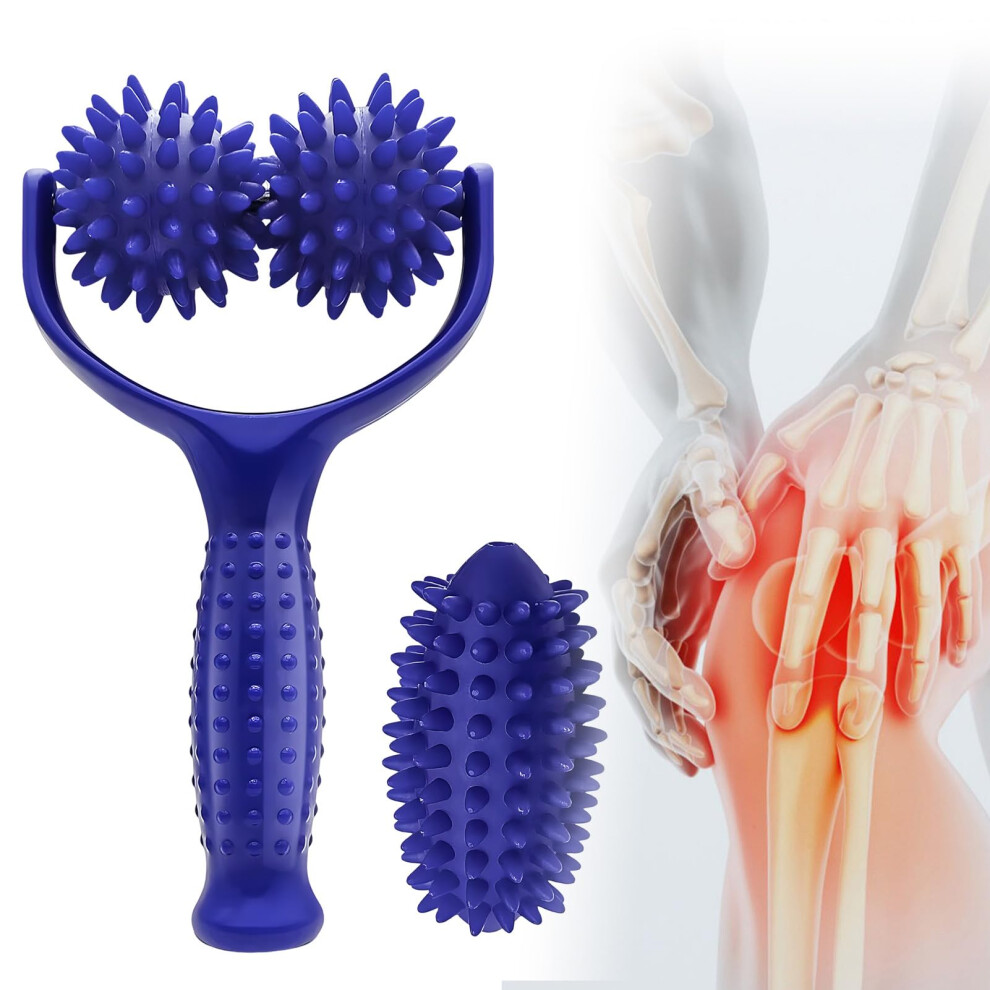 Blue 3Pcs Set Of Massage Equipment Foot Massage Tools With Handles Cellulite Roller For Shoulders Neck Back Legs And Arms