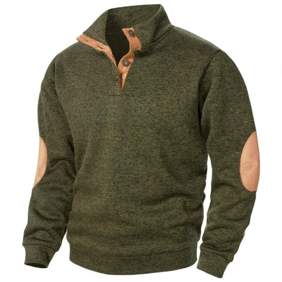 (green, L) Men's Stand Up Collar Sweatshirt Jacket, Men's Knitted Joint Splicing Casual Jacquard Cardigan Sweatshirt-image-OPC-PMC2WR8-NEW