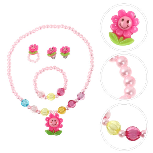 4 Peças Colar Pulseira Conjunto Crianças 2
