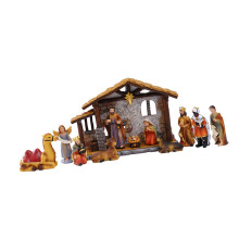 Weihnachtskrippe-Figur, stabile Krippenszene aus Harz, Heilige