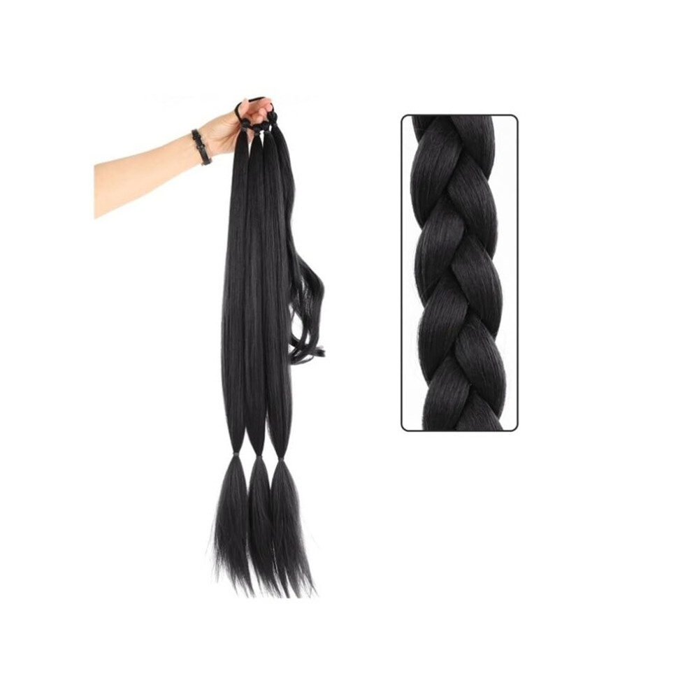 Unisex Ponytail Extension 32-Inch Long Braid With Hair Tie - Synthetic Yaki Straight Diy Wrap Around Ponytail Two-Pack