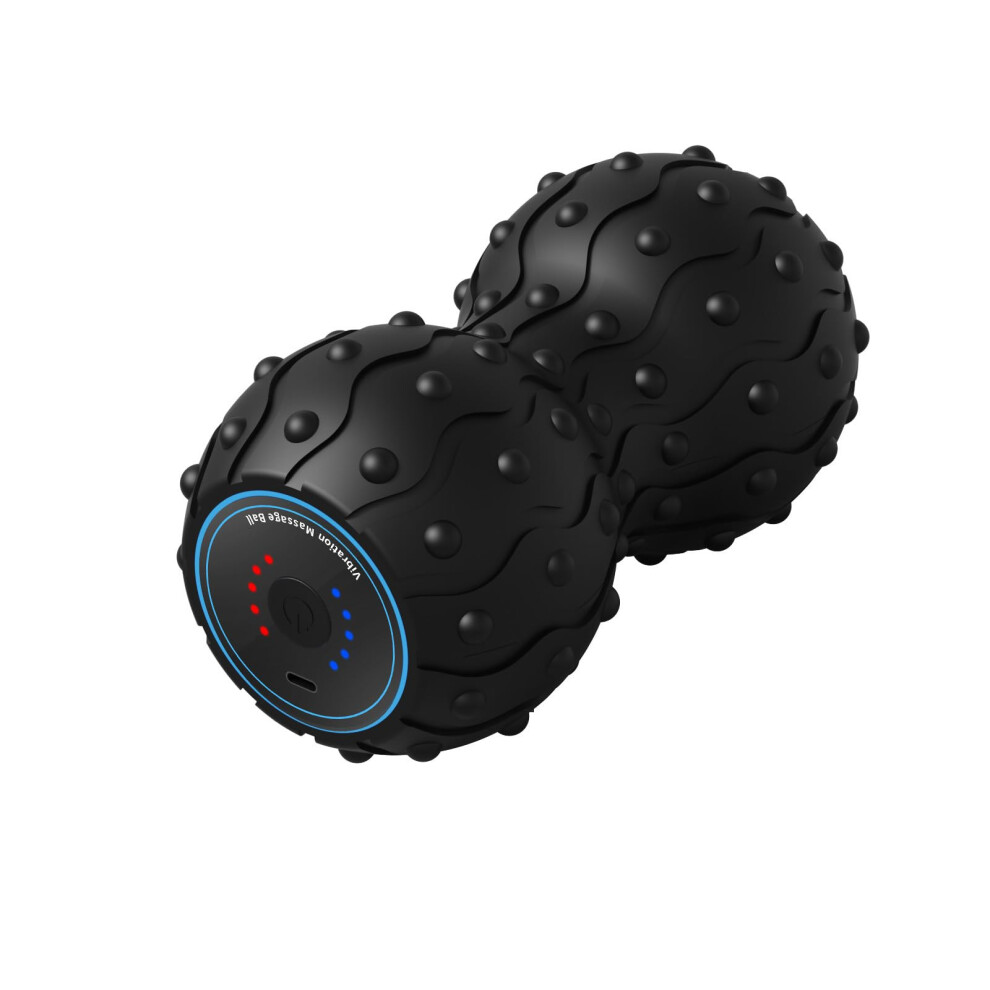 Black Vibrating Peanut Massage Ball Roller For Tense Muscles Back Neck Spine 5 Modes Rechargeable Yoga