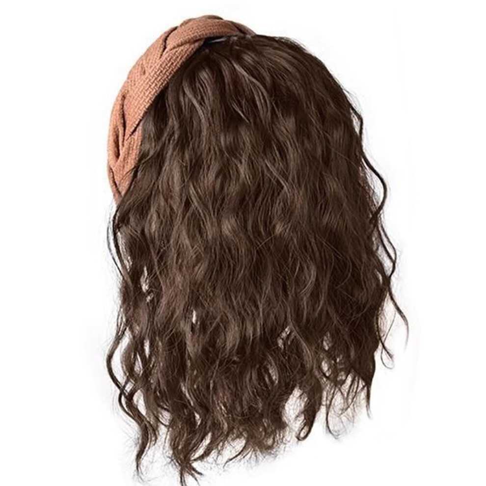Unisex Brown Girls Synthetic Hairpiece Hair Extensions Curly Wigs For Cosplay Coser Water Hair Toppers Light