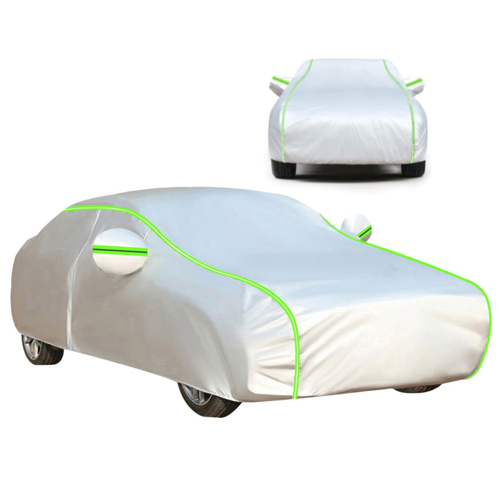 Car Cover For Chevrolet Celta (378.8X162.6x140.8 Cm) - Sun Uv Rain Snow Protection, Dustproof, Breathable, - Silver/Green 9016109532763