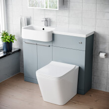 Nes Home 1000mm Left Hand Matte Grey Basin Vanity WC Unit Square BTW Toilet