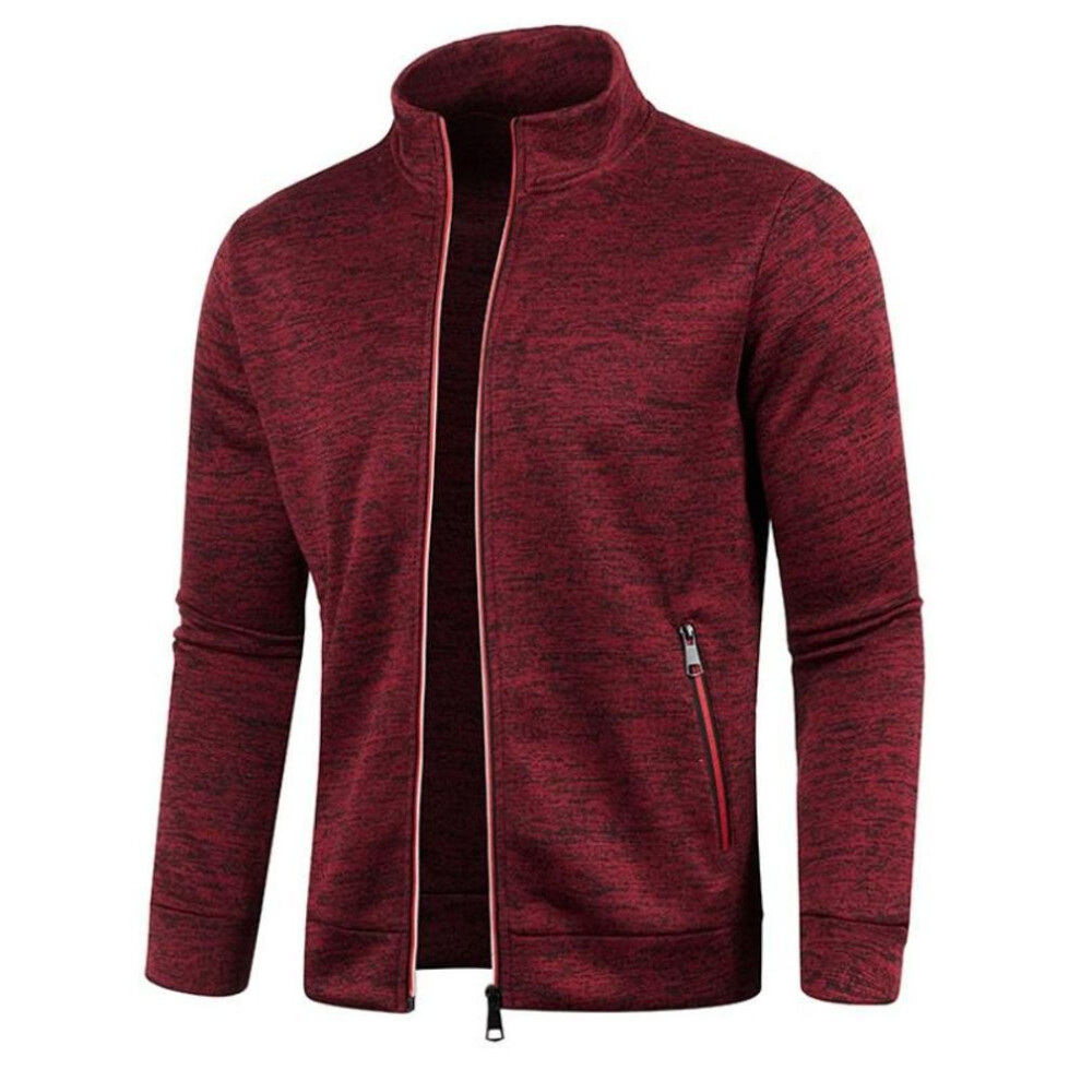 (burgundy, M) Autumn And Winter Men's Long Zipper Knit Sweater Sleeves Thin Velvet Trendy Tops Sweater Jackets Plus Size Men-image-OPC-PMC5NYS-NEW