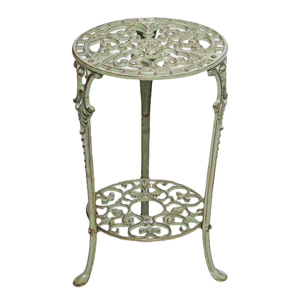 Retro Outdoor Side Table Small Anti-Rust Double-Layer Round Metal End Table For Porch Yard Balcony Deck Lawn-image-OPC-PMC5Q67-NEW