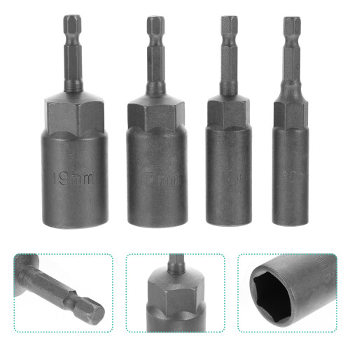 4 Pièces Embout Serrage Acier Hexagonal Pour Perceuse Clé Chocs 2