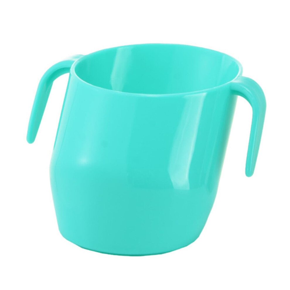 Portable Drinking Training Cup Double-Handled Ergonomic Slanted Spout Mint Water Cup For Easy Grip Green