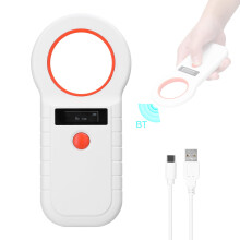 Pet Microchip Reader Scanner 2.4G/BT Wireless RFID Handheld Scanner OLED Display ISO11784/85 FDX-B EMID 128-Data White